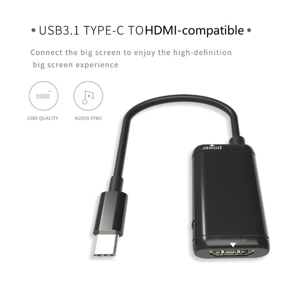 USB 3.1 Type C naar HDMI-compatibele adapter USB C mannelijk naar HDMI-compatibel vrouwelijk converterkabel voor Android-telefoontablet