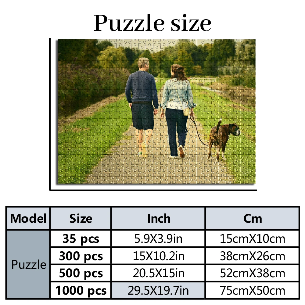 Personalized Custom Photo Puzzle Customize Suburban Stroll Couple With Pet Theme Creative Commemorative Gift Families Games