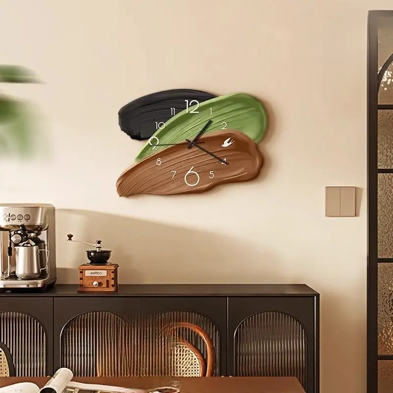

Mid-Century Modern Wall Clock - Green Abstract Artistic Design for Dining Room &Living Room|Silent Quartz Movement&Vintage Style