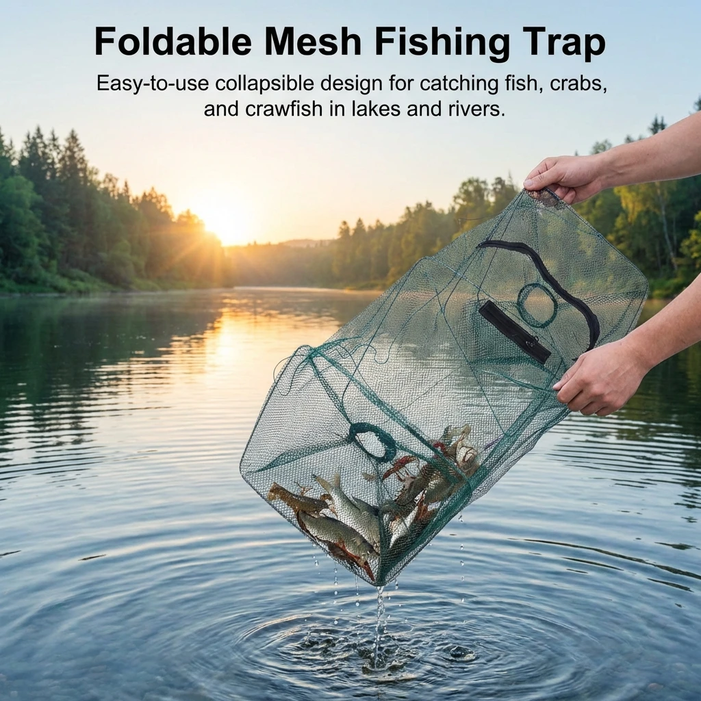 Trampa plegable con dos entradas para camarones, cangrejos y peces - imagen 5