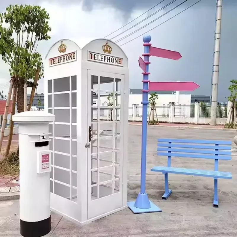 

Bar decoration cheap price whole metal iron retro telephone booth vintage phone booth for park decor