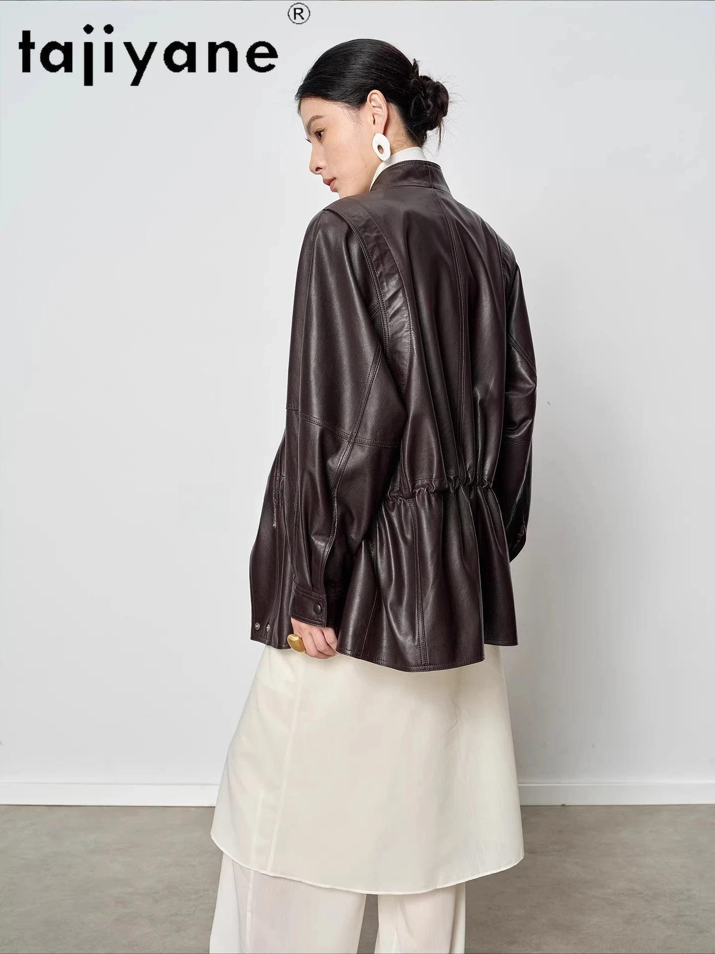 TAJIYANE 本革シープスキンレザージャケット レディース スタイリッシュ ミドル丈コート 本革ジャケット 2025年秋服 ドゥブレンカ