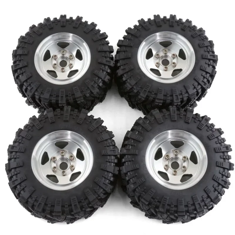 

4PCS 98MM 1.9" Super Viscosity Rubber Rock Tyres Wheel Tires with Beadlock Wheel Rim for 1:10 RC Crawler
