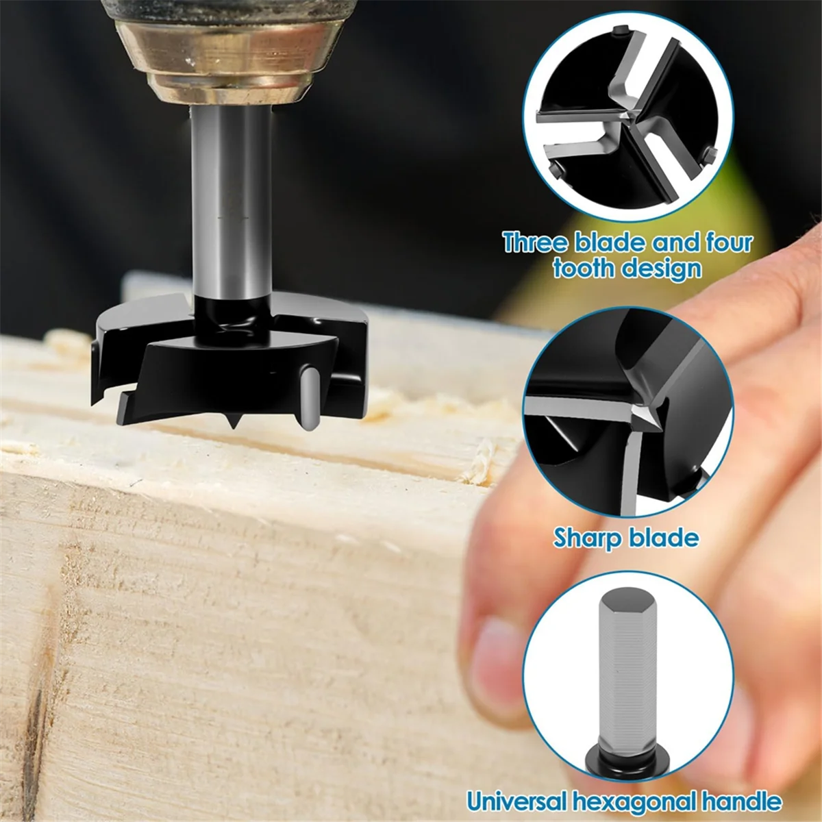 

ABNJ сверло для деревообработки, сверла по дереву с тройными канавками и твердосплавным наконечником, открывалка для шнека, режущий инструмент для сверления с круглым хвостовиком