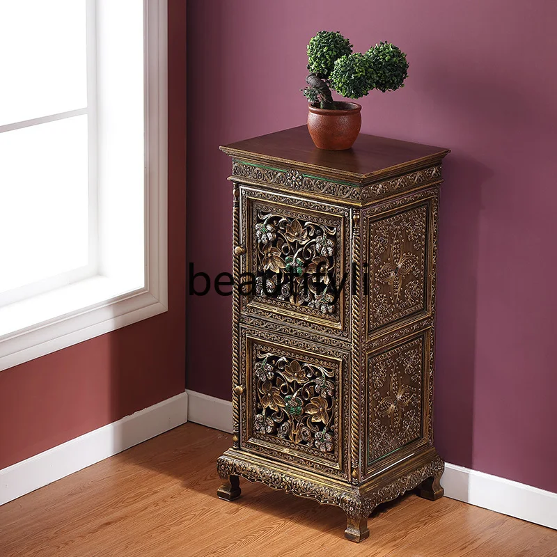 South East Asia style solid wood porch cabinet, new Chinese small cabinet Thai furniture living room wall door cabinet