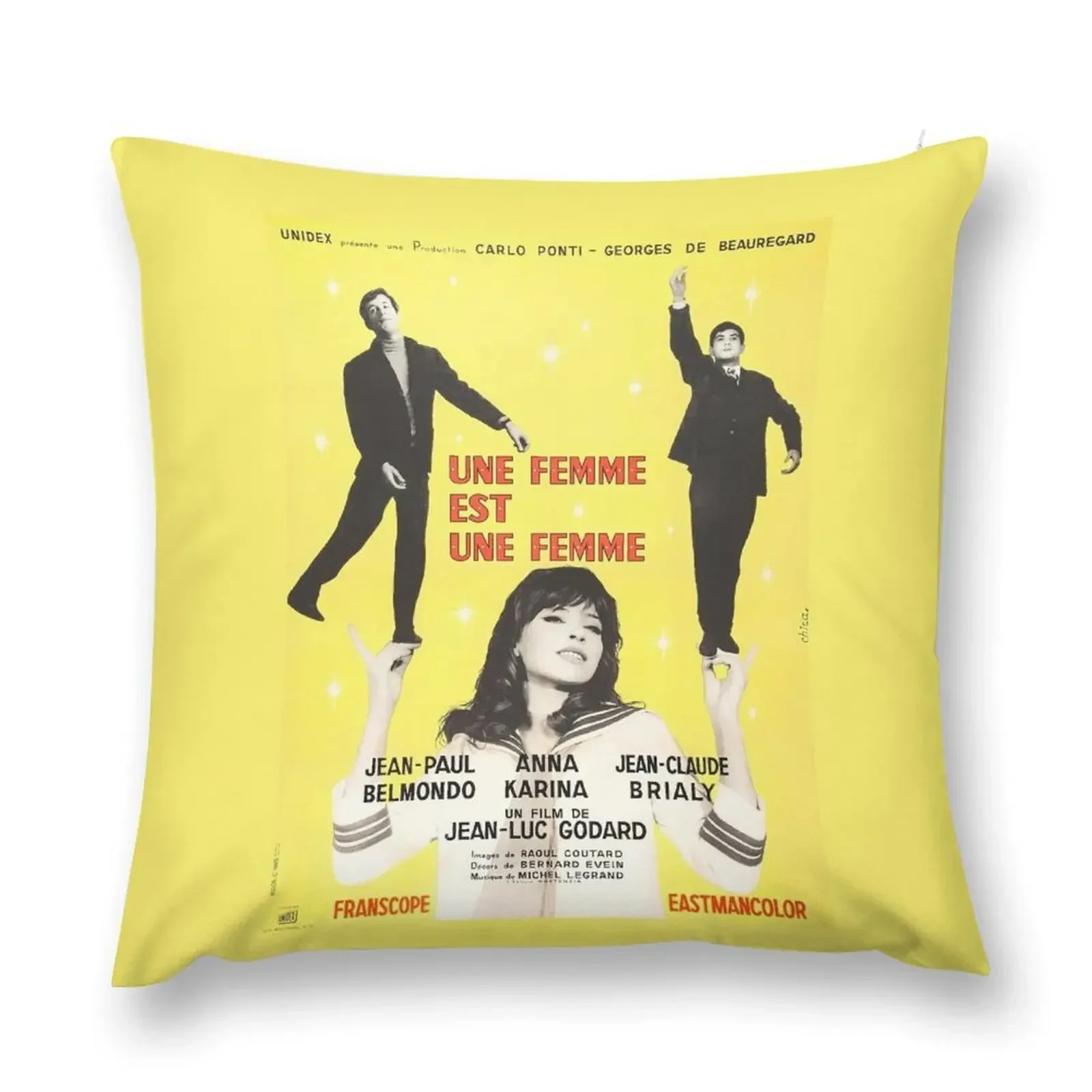 Une Femme Est Une Femme - Jean-Luc Godard / Anna Karina / Jean Paul Belmondo / Jean Claude Brialy Throw Pillow