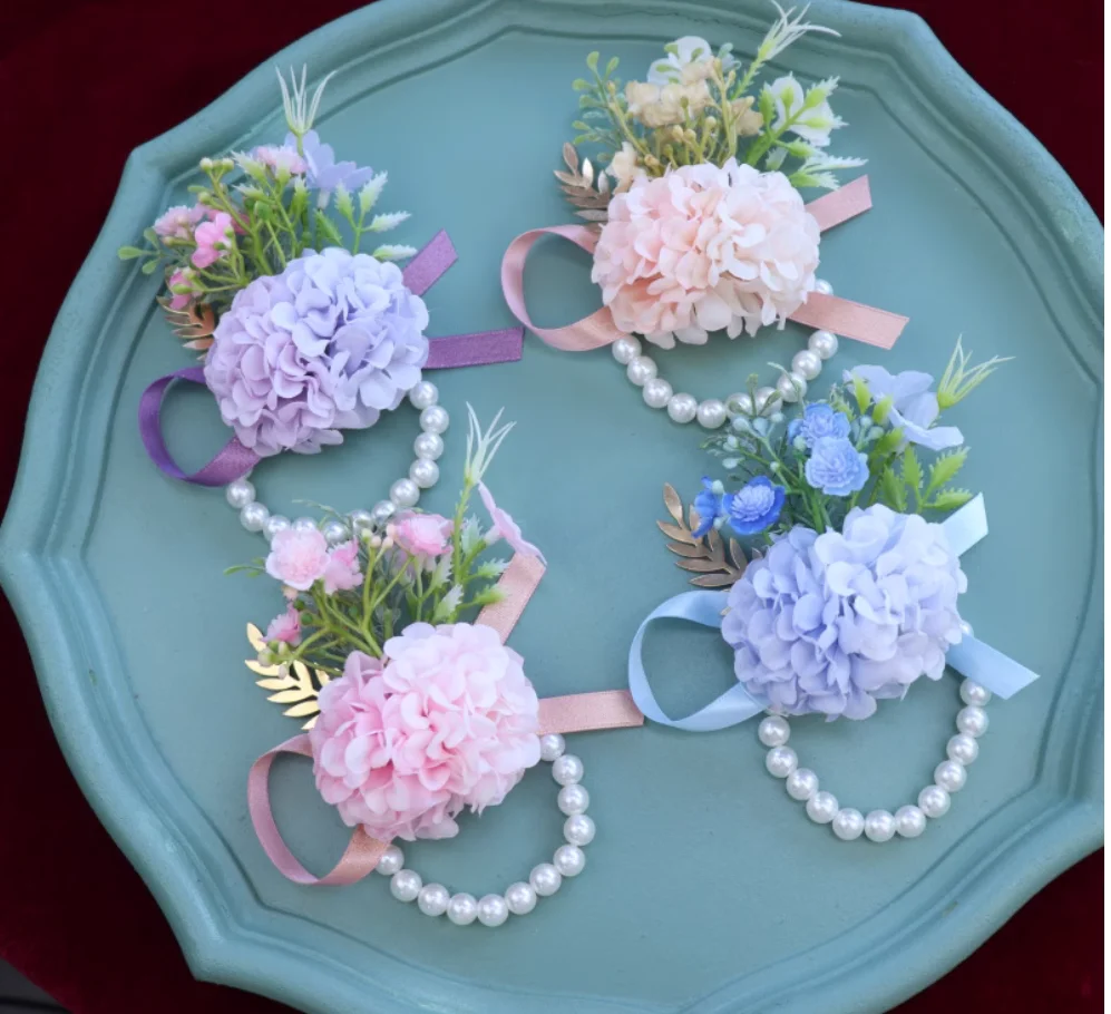 

Mori wedding ceremony bride and groom corsage groomsman bridesmaid wrist flower parents family opening VIP guest lapel flower.