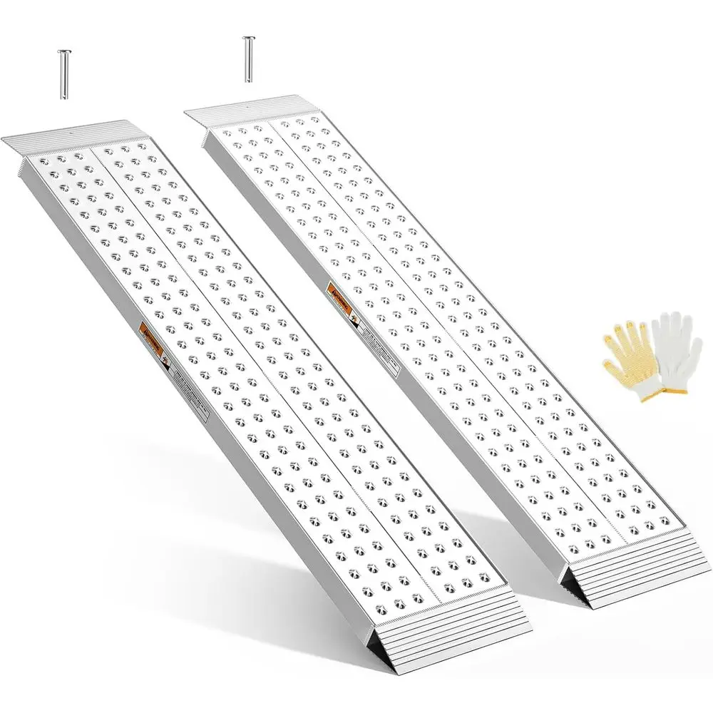 

55x11 Aluminum Double Mower Ramps, 3000lbs Capacity, for Lawn Equipment & Motorcycles, Ideal for Loading Curb Steps & Stairs