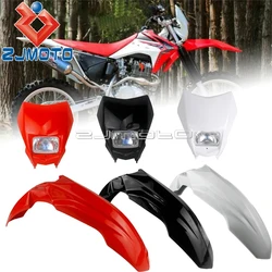 Off-Road Dirt Pit Racing Bike Headlight For Honda XR650 XR150 CRF300 CRF230 CRF450 CRF150 F R L Front Fender Headlamp Mudguard