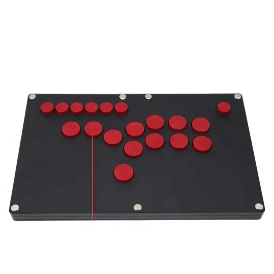 All Red Button FIGHTBOX B1-B Arcade Game Controller for PC/PS/XBOX/Switch Black Matte Acrylic Panel with Cherry Micro Switch