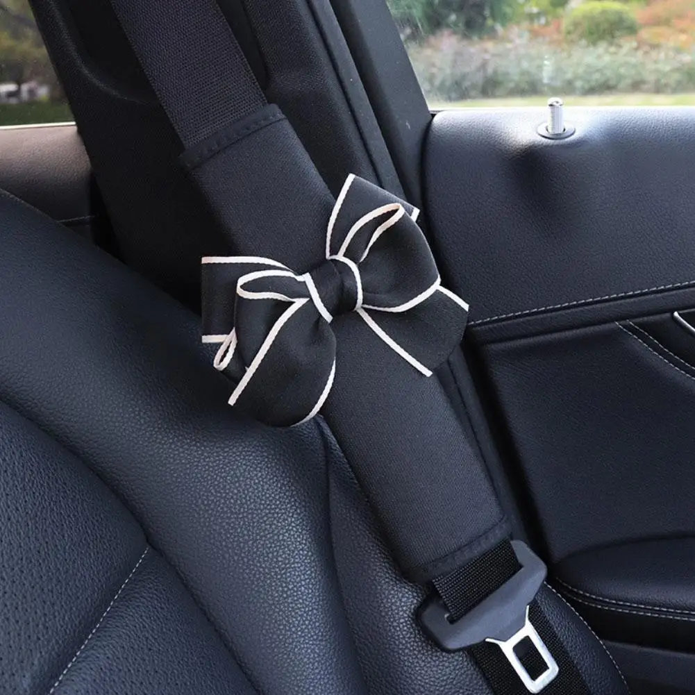 

Universal Car Safety Belt Cover Sweet Bow Black Seat Belt Cover Shoulder Strap Covers Protector Pad Auto Accessories