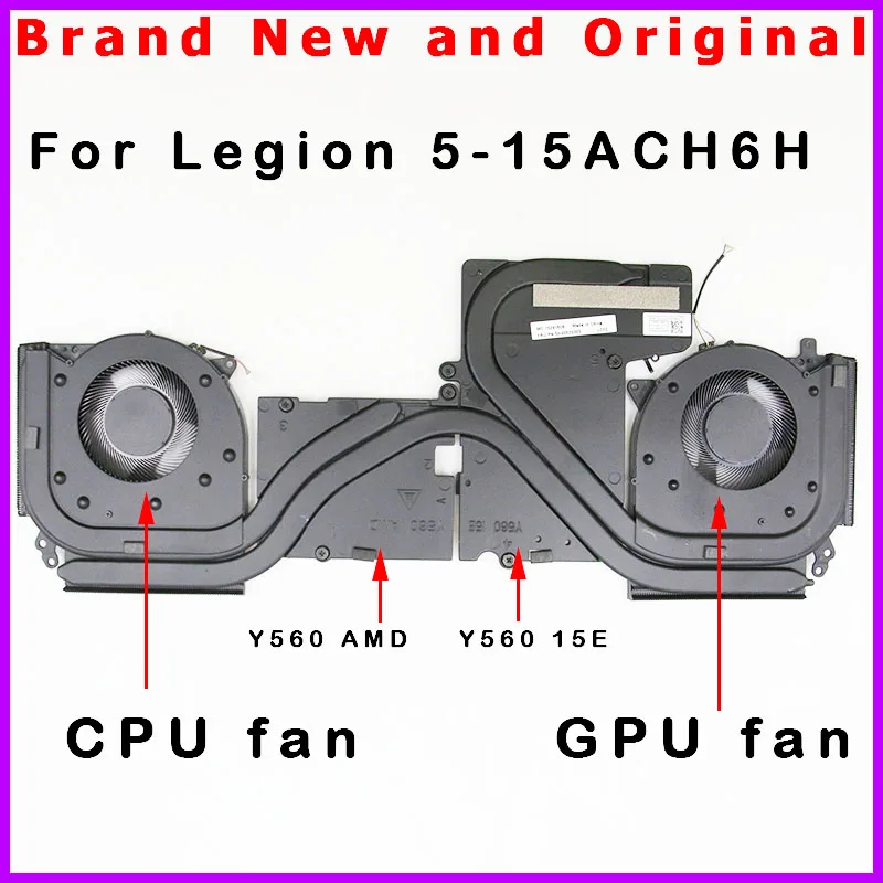 Laptop CPU GPU Thermal Heatsink with Fan Cooler Radiator for Lenovo Y560 15E Legion 5-15ACH6H 82JU R7000P 2021 5H40S20303