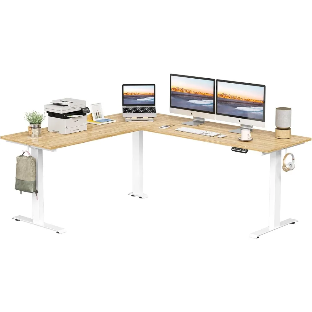 

75 Inches Triple Motor L Shaped Standing Desk Reversible, Electric Height Adjustable Corner Stand up Desk, Sit Stand Desk