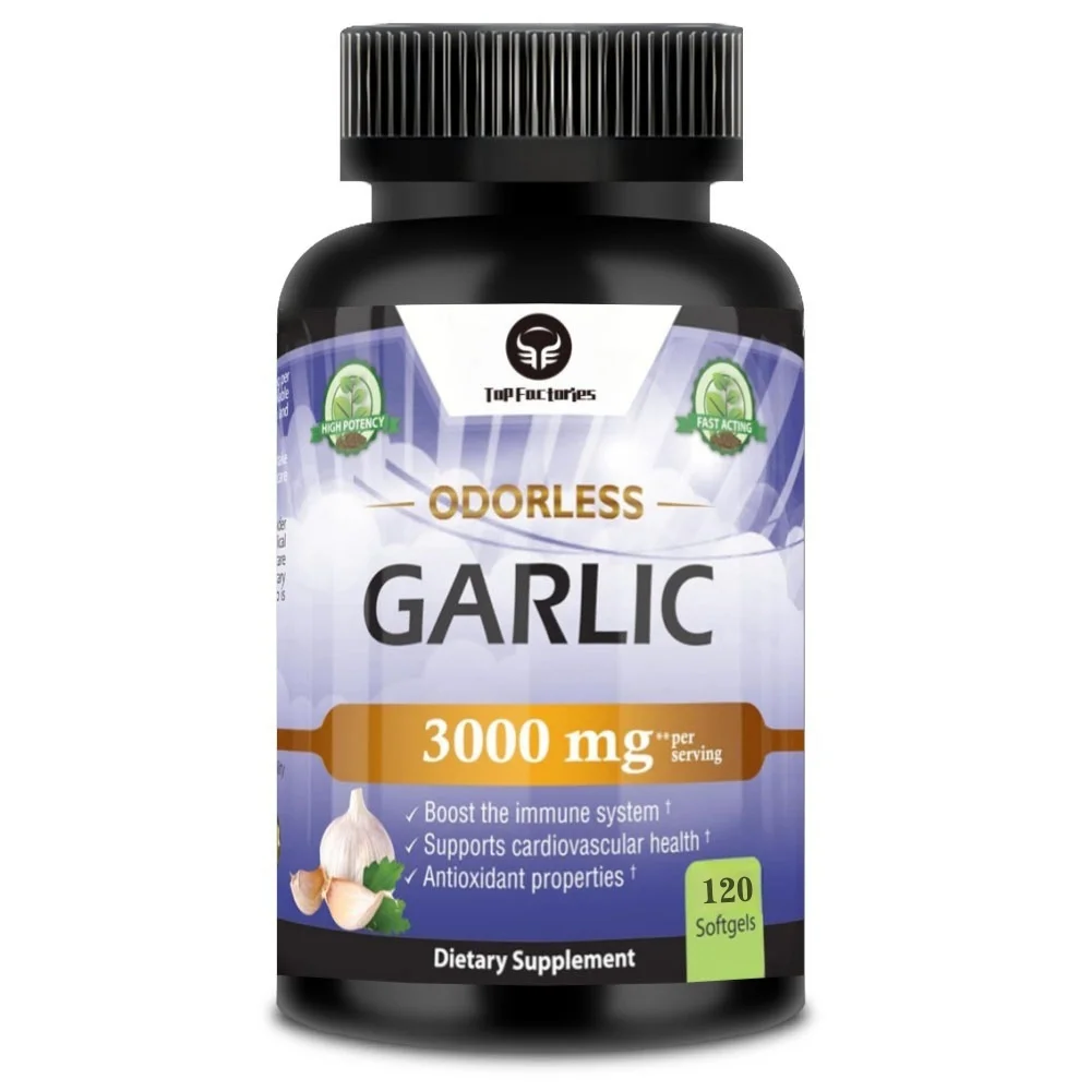 

High Standard Odorless Pure Garlic 3000mg Strength 120 Softgels Immune System Support