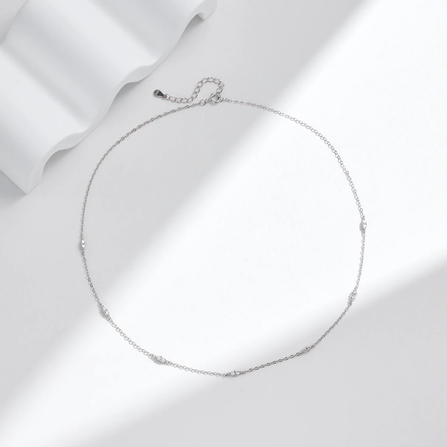 MODIAN 925 Sterling Silver delikatna prosta CZ naszyjnik naszyjnik biały złota zawieszka naszyjniki biżuteria prezenty dla kobiet prezenty — zdjęcie 6