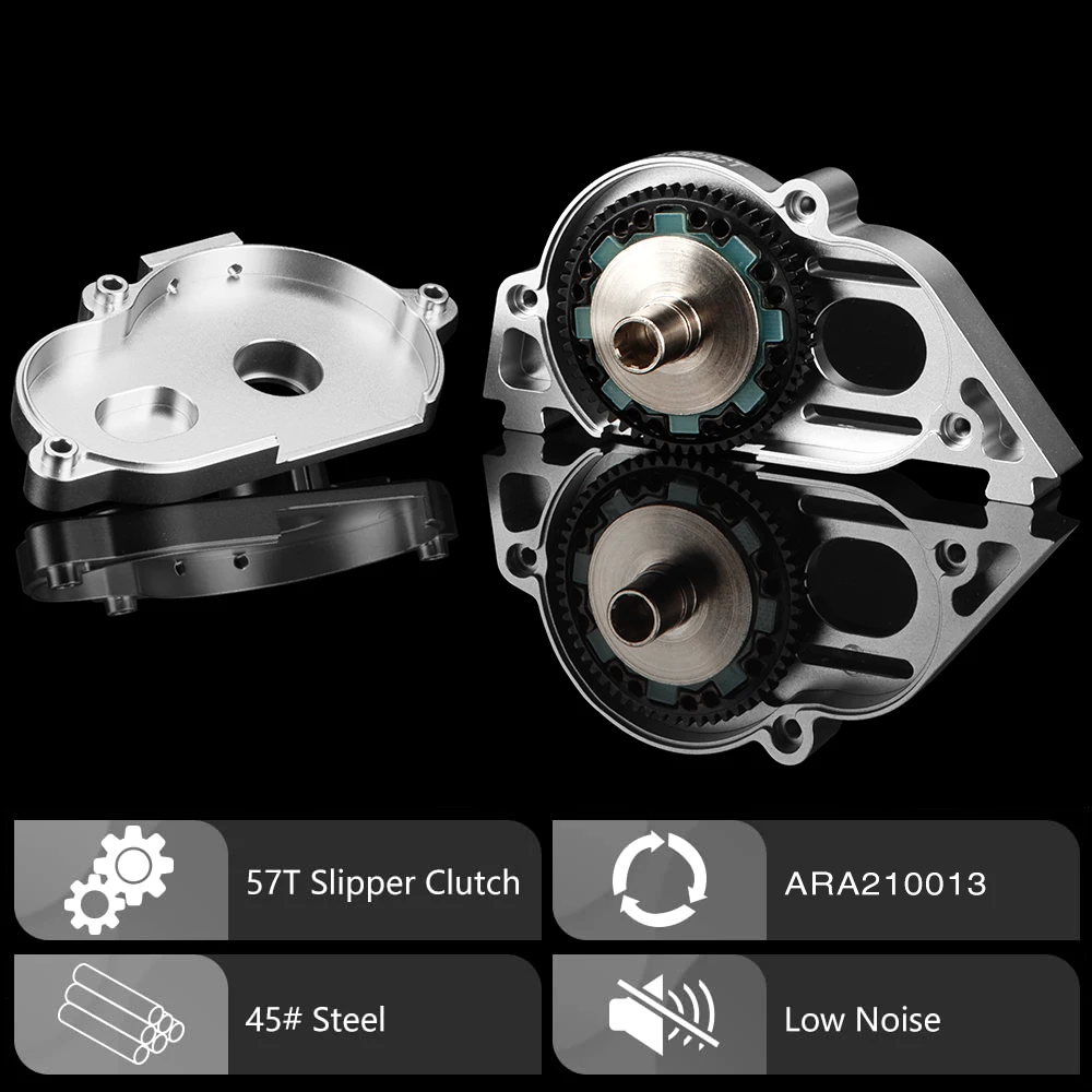 GLOABCT Aluminum Motor Mount with Steel 57T Slipper Set and 15T 17T 20T Pinion Gear for 1/8 1/10 Granite Senton Vorteks Typhon