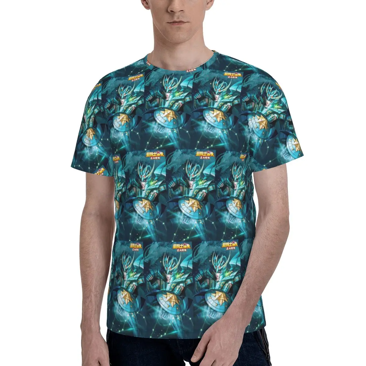 Anime Knights Of The Zodiac Dragon Shiryu T-Shirt for Men Cotton T Shirts Men's Tees Short Crew Neck Summer Clothes Tops