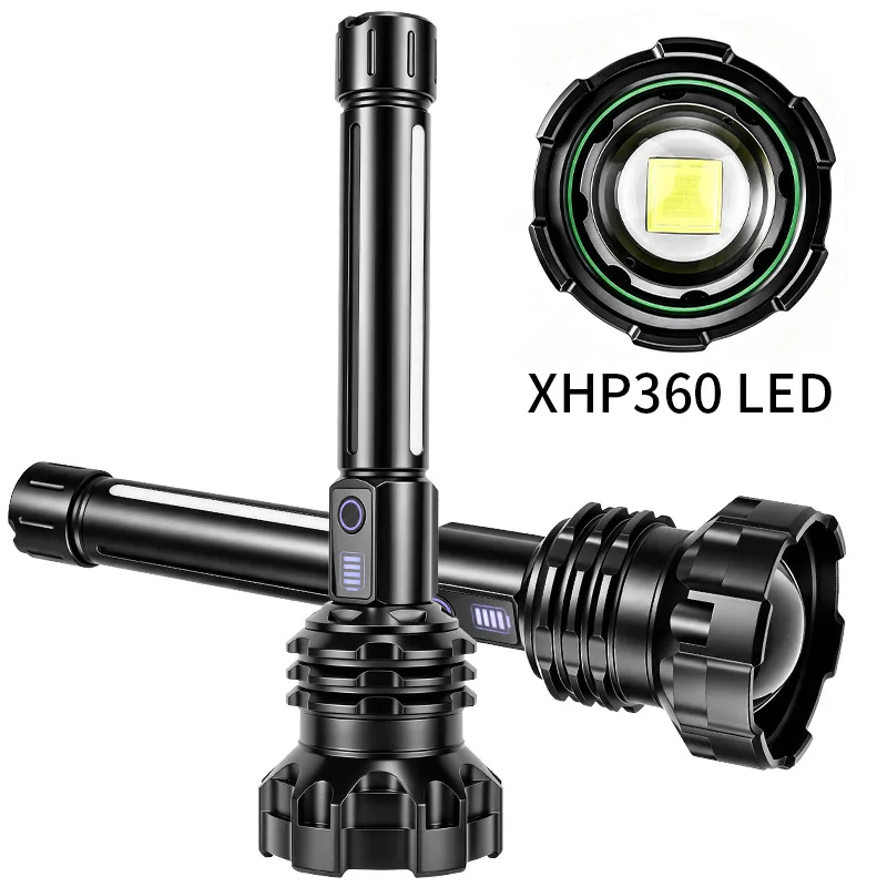 XHP360 LED Flashlight 10000 High Lumens Rechargeable 30W Super Bright LED Flash Light for Home, Camping, Hiking, Emergency, Gift