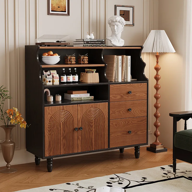 

Medieval style all-solid wood dining side cabinet, living room entrance cabinet, household integrated retro side cabinet