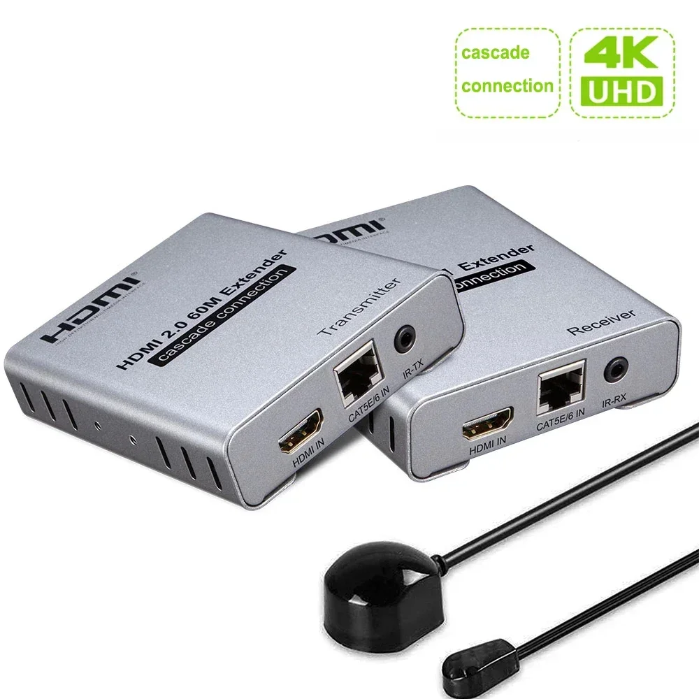 

HDMI 2,0 4K 60 Гц 60 м HDMI удлинитель 1080P 120 м по RJ45 CAT5e/6 Cat6 Ethernet-кабель 1 передатчик Каскадный мультиприемник конвертер