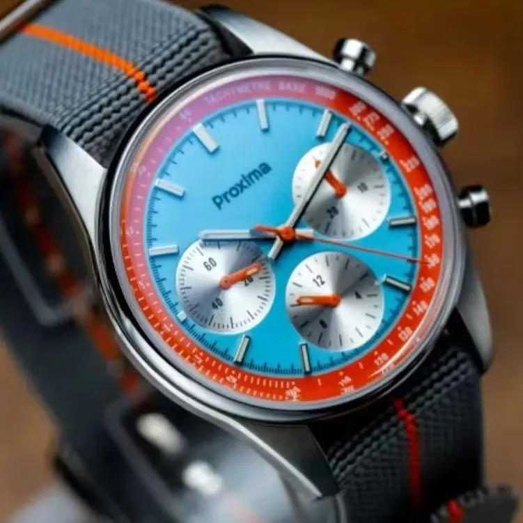 Proxima Men Chronograph Watch Sport 39mm Manual Winding Mechanical Wristwatch Sapphire Mirror Luminous 10Bar Waterproof ST1902