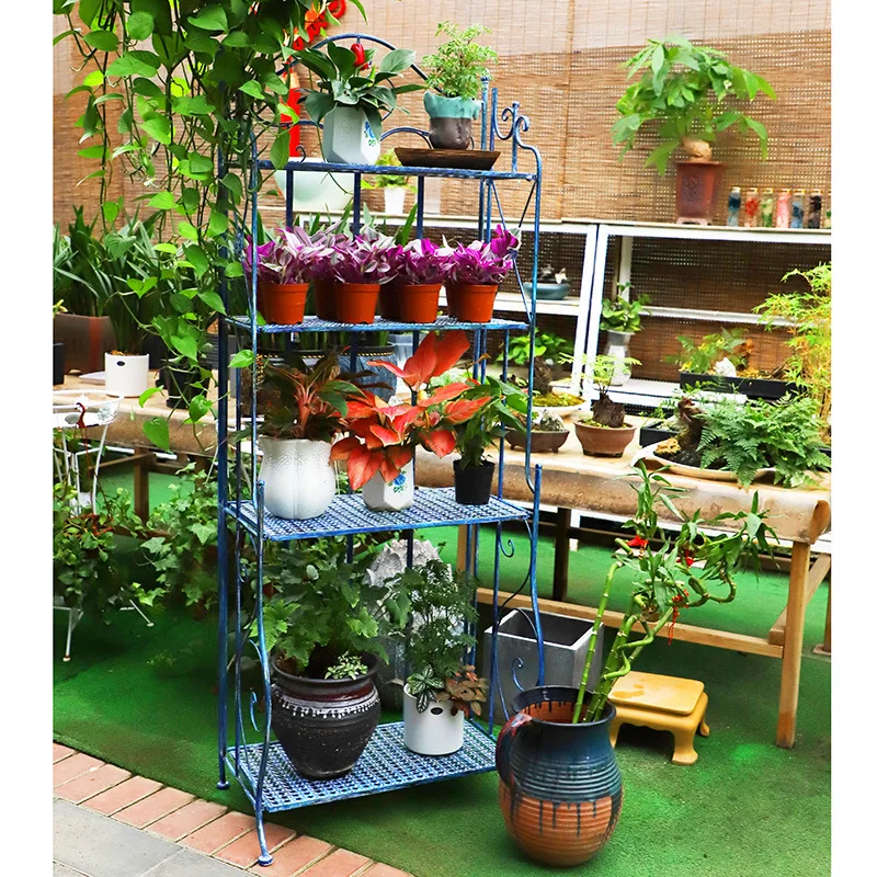 

Иностранный заказ, ретро, старая уличная многослойная полка из кованого железа, зеленая подставка для цветов с растениями, балкон, сад, цветочный дисплей