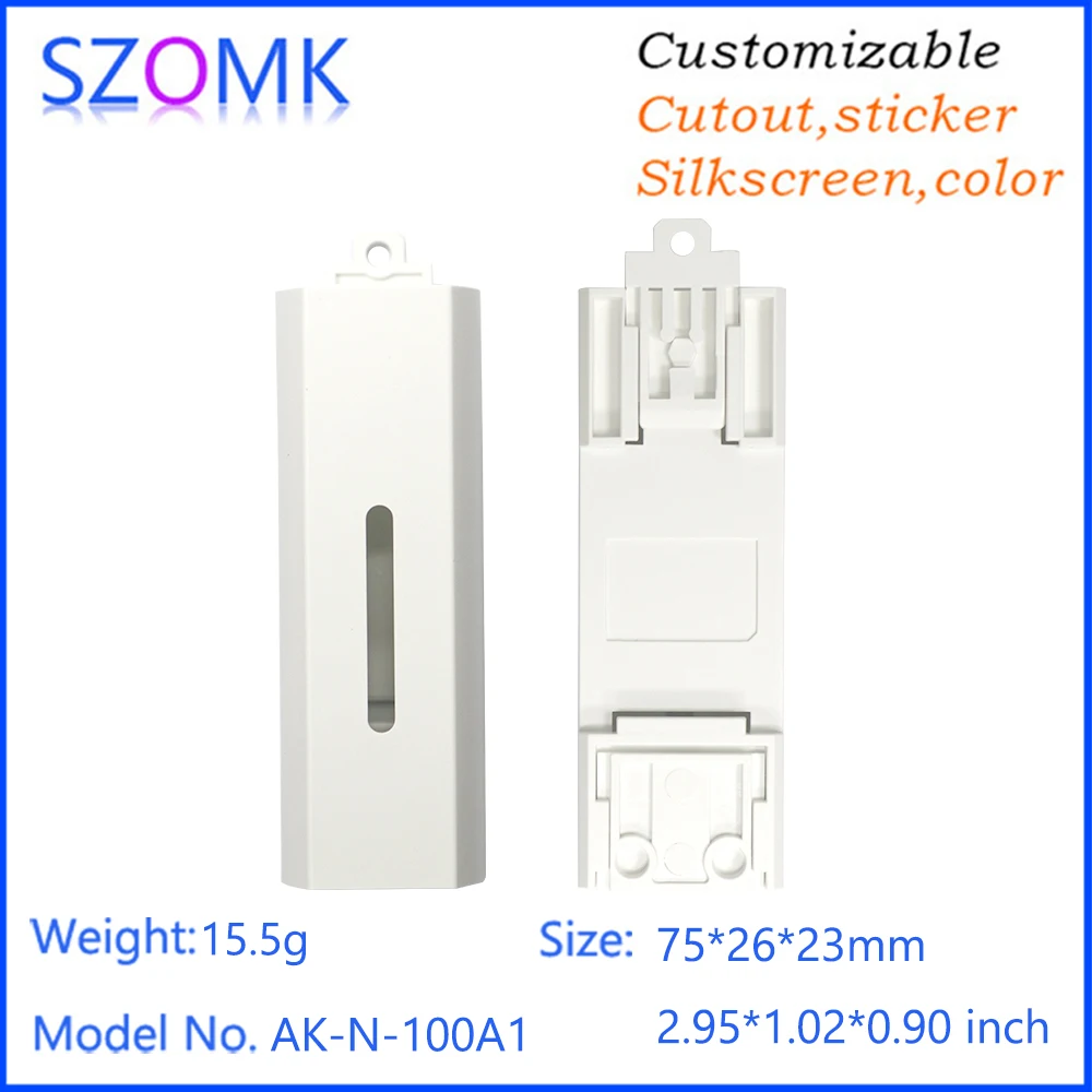 Black/White ABS DIN Rail Dual Serial Port Server Case RS485/232 to Ethernet Modbus Gateway Enclosure with Square Holes