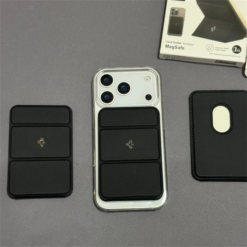 Spigen Leather Smart Fold For MagSafe Card Holder For iPhone 18 17 Air 12 13 14 Plus 15 16 17 Pro Max Folding Bracket Card Bag