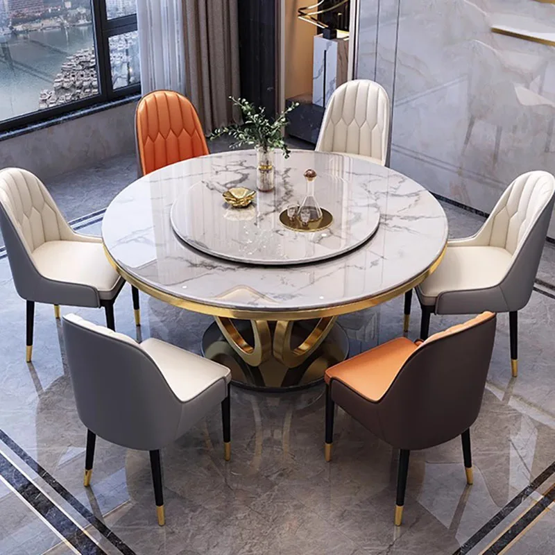 Nordic Style Dining Table Black Modern Luxury Home Kitchen Dining Table Round Minimalist Mesa De Comedor Garden Furniture Sets