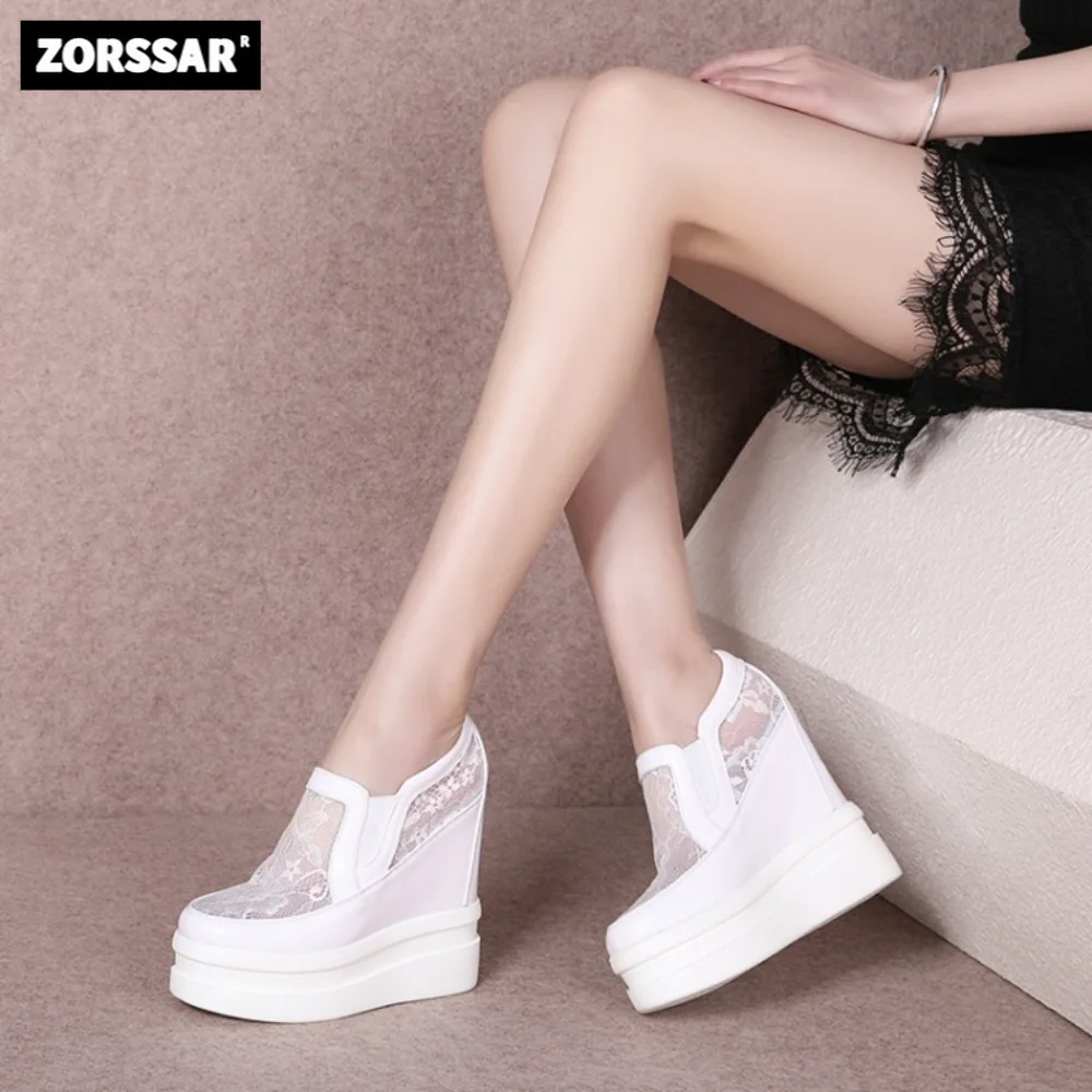 

Women Casual Platform White Shoes Rhinestone Platform Wedge Sneakers Chunky Shoes Slip On Shoes Women Increase Vulcanize Shoes