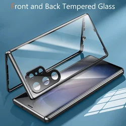 For Samsung Galaxy S24 S22 S23 S25 Ultra Case Luxury Metal Alloy Magnetic 360° Full Surround Screen HD Glass Protection Cover