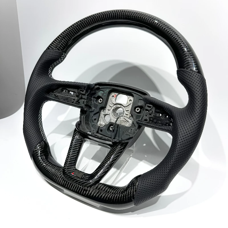 Hot Selling Real Black Carbon Fiber Perforated Leather DIY High-End Custom Steering Wheel Suitable for Audi Q5 Q7 Customizable