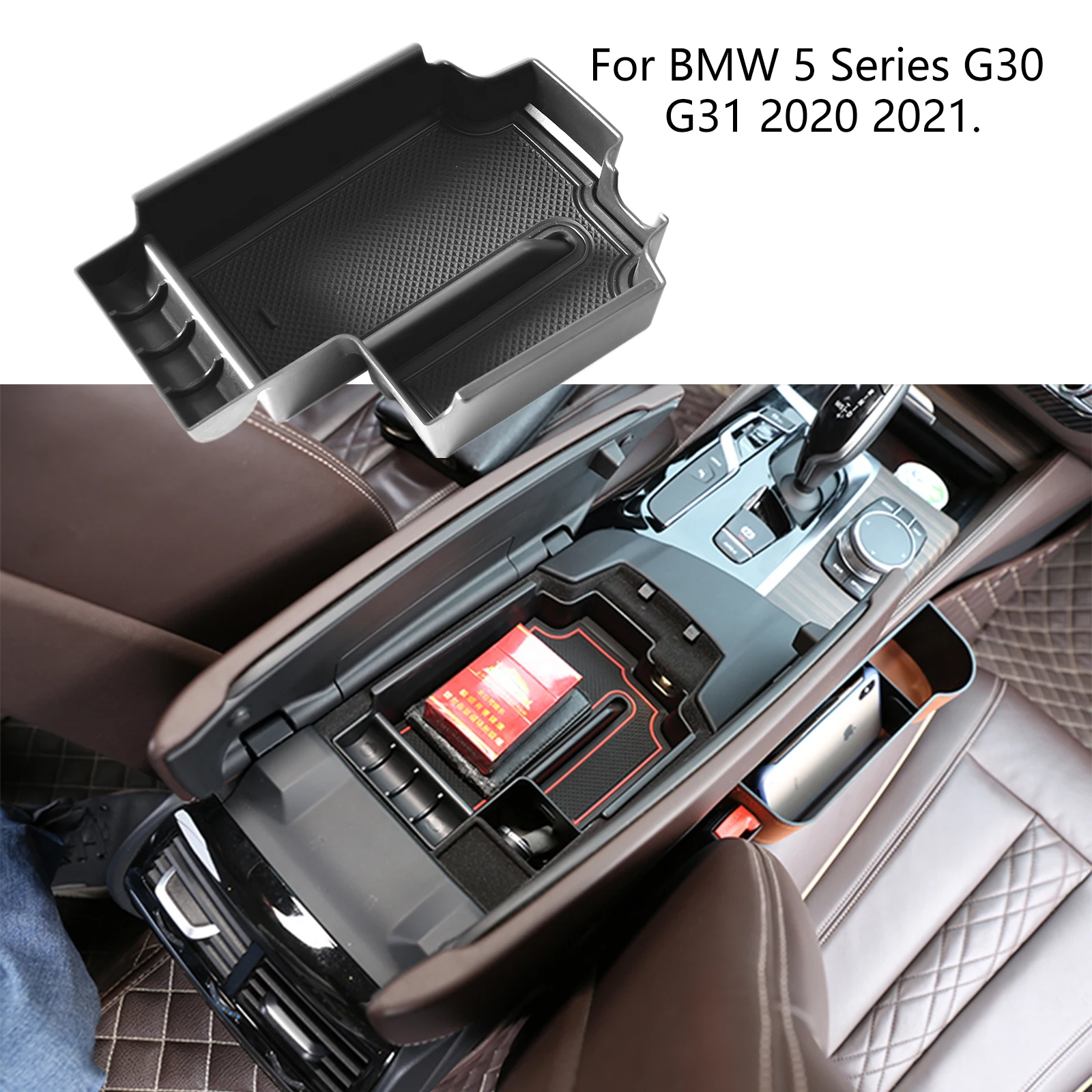 For BMW 5 Series G30 G31 2020 2021 Car Center Console Armrest Storage Box Interior Organizer Tray ABS Accessories