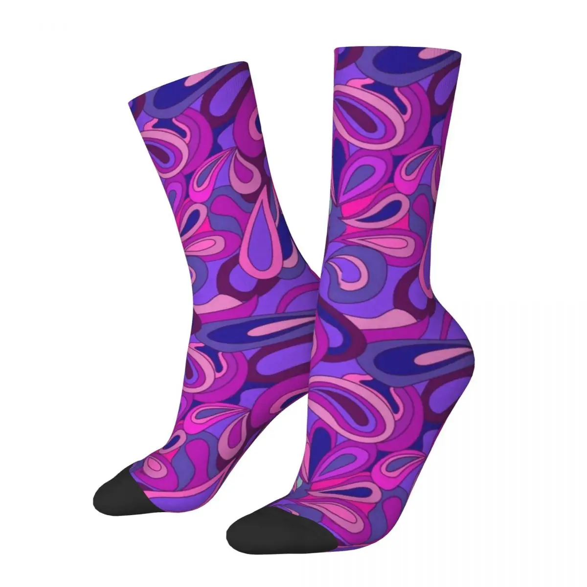 Purple Paisley Print Socks Psychedelic Hippie Gothic Stockings Winter Non Slip Ladies Socks Soft Custom Cycling Socks