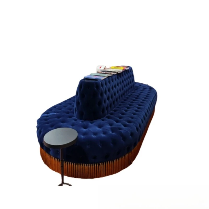 

American retro double-sided card seat fabric buckle oval special-shaped clothing store lounge area designer high value