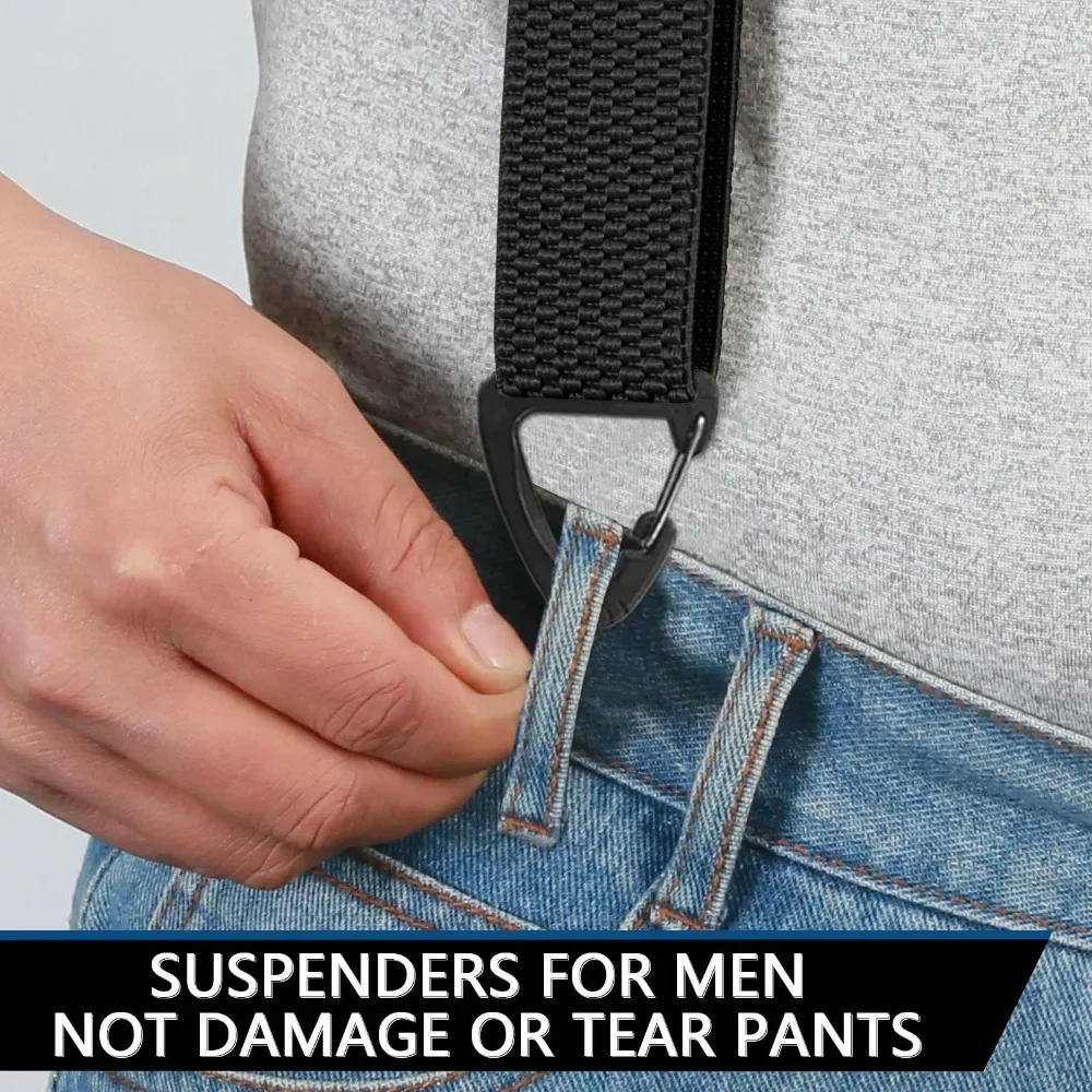 Unisex Sport Elastische Hosenträger mit 3 Clips 4cm Breit Verstellbare Plastik-Dreieckschnalle Rutschfester Strumpfhalter – Detail 5