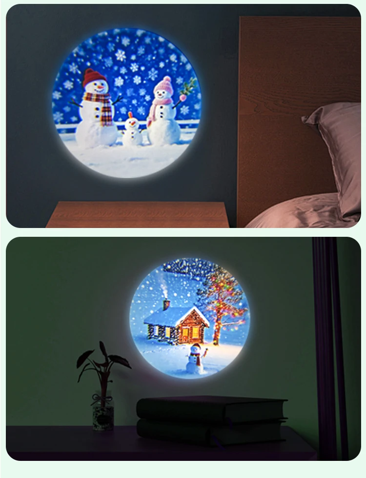 USB Projector Light Christmas Elk Santa Claus Night Light Switchable Pattern LED Projector Lamp for Room Ceiling Window Decor