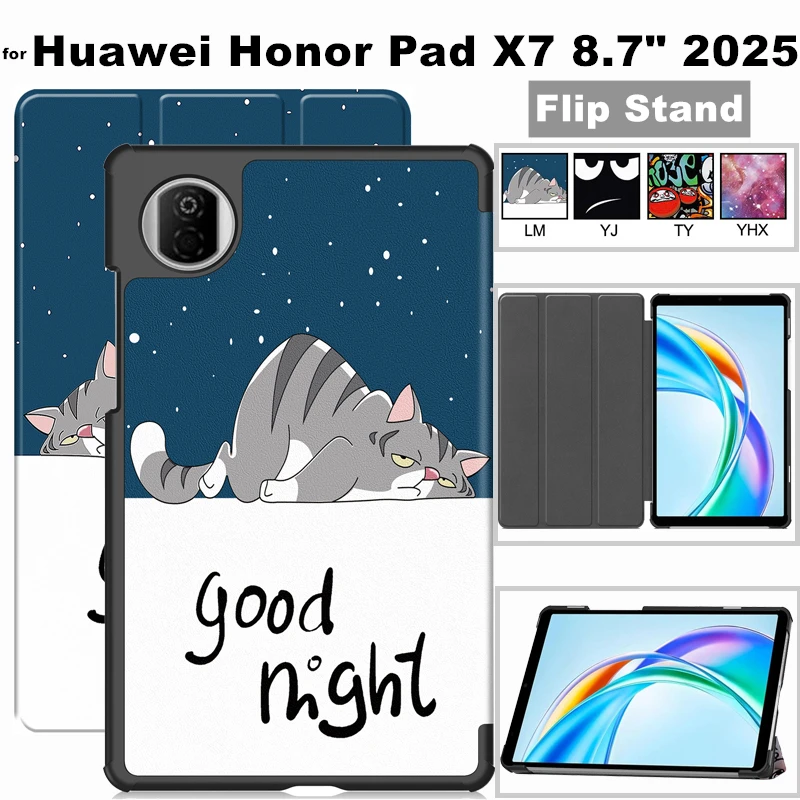 

for Huawei Honor Pad X7 8.7 Inch 2025 Case Magnetic Folding PU Stand Soft TPU Back Cover For Huawei Pad X7 8.7 2025 Tablet