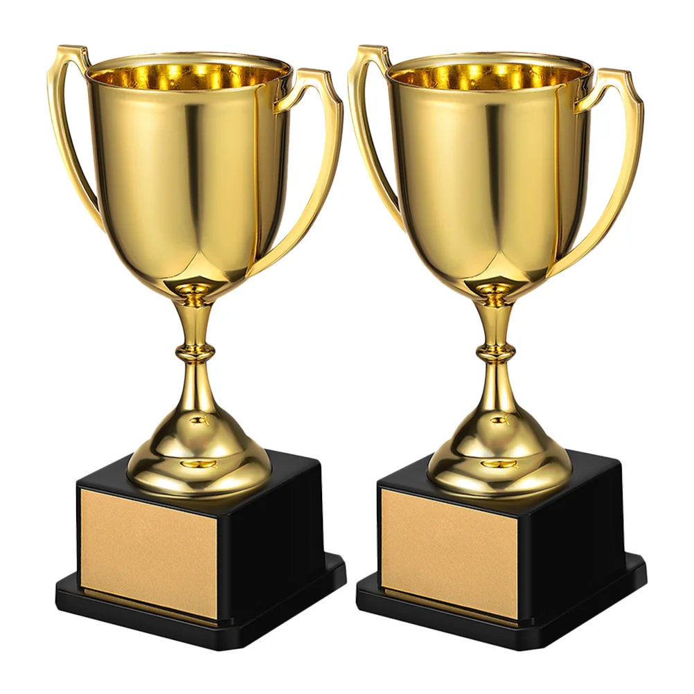 

2Pcs Gold Sports Trophy Cups Elegant Plastic Winner Awards for Soccer Dance Football Team Competitions Recognition Awards