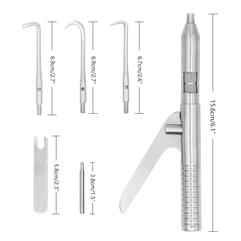 Automatic Dental Crown Remover Kit Stainless Steel Handle with 3PCS Keys Tips Easy Crown Removal Instruments