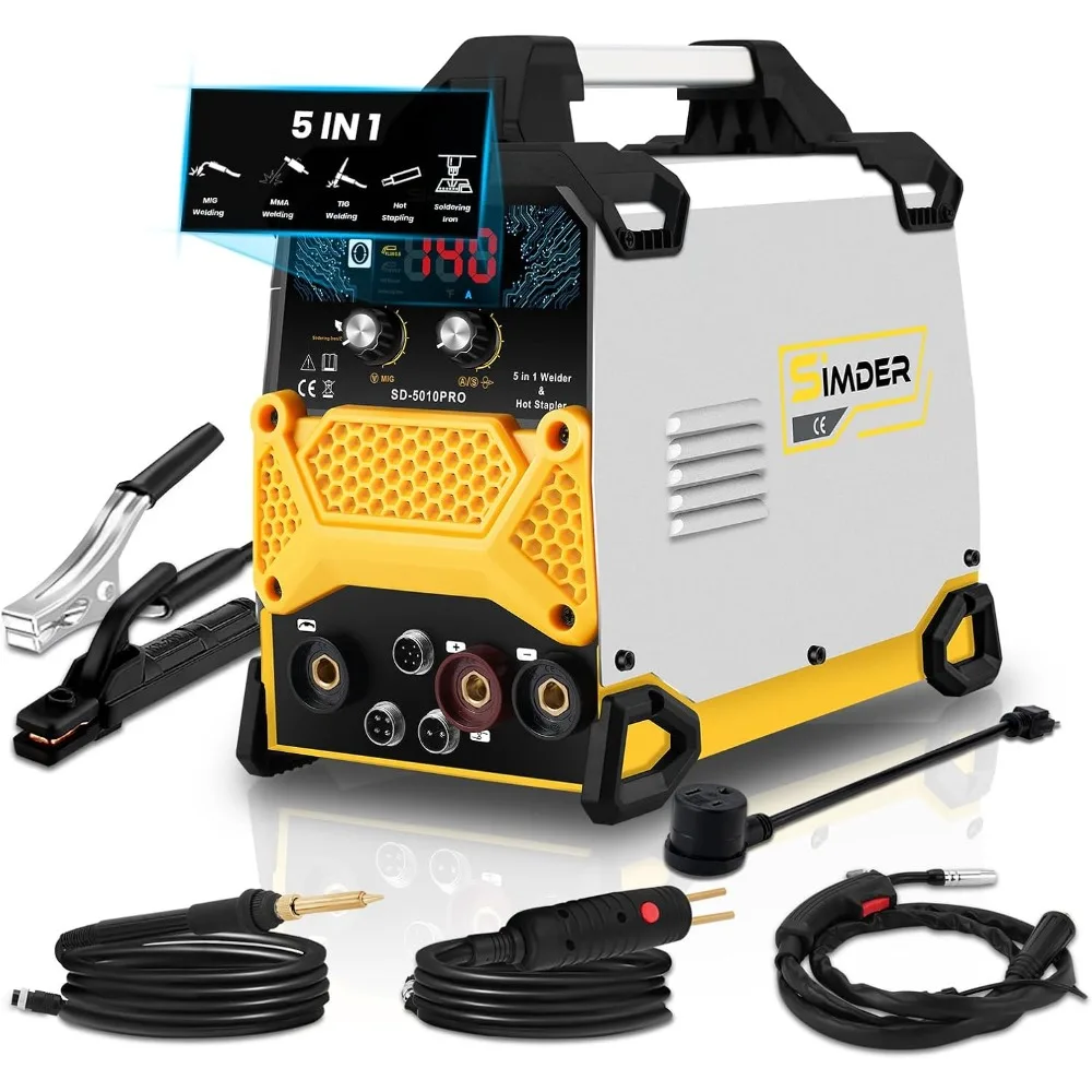 MIG Welder 5 in 1 Plastic welding/Soldering iron/Flux MIG/Stick/TIG welding Machine 110V/220v Dual Voltage multiprocess Welder