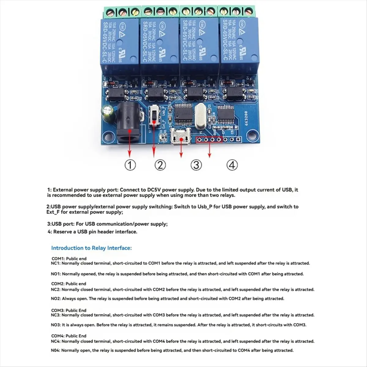 AT42 4 Channel USB Relay Module LCUS-4 Intelligent Control Relay Smart Switch USB 5V Smart Switch