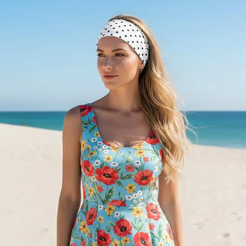 5/8 Stück Polka Dot Sport-Stirnbänder, Modische Make-up-Stirnbänder, Sport- und Fitness-Schweißabsorbierende Haarbänder – Detail 8