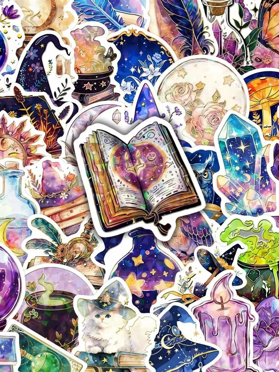 AliExpress NONE 60Pcs Cute Art Magic Witch Gothic Aesthetic Stickers Crystal Moon Cartoon Sticker DIY Guitar Phone Laptop Bike Decals