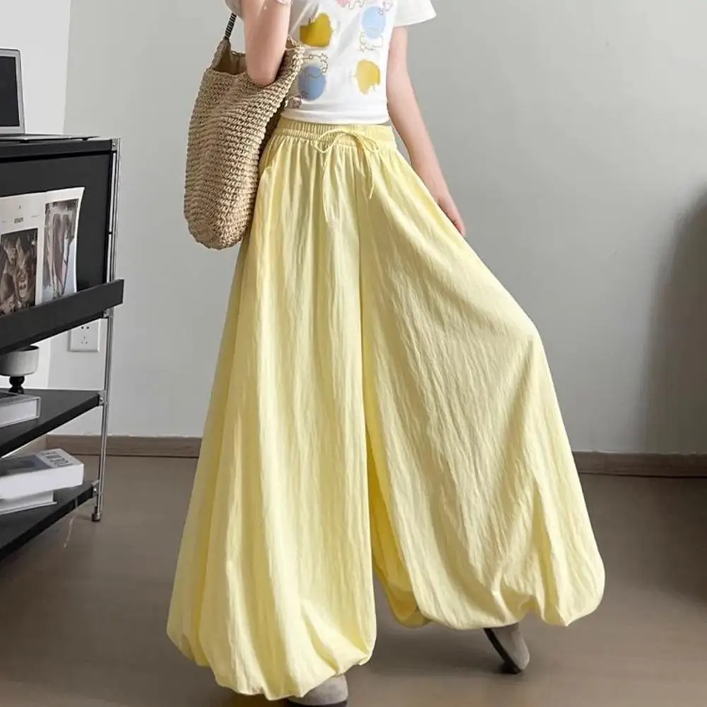

Loose Fit Women Trousers,All-day Wear Wide Leg Bud Skirt Pants with Pockets,Colorful Loose Fit Summer Pants