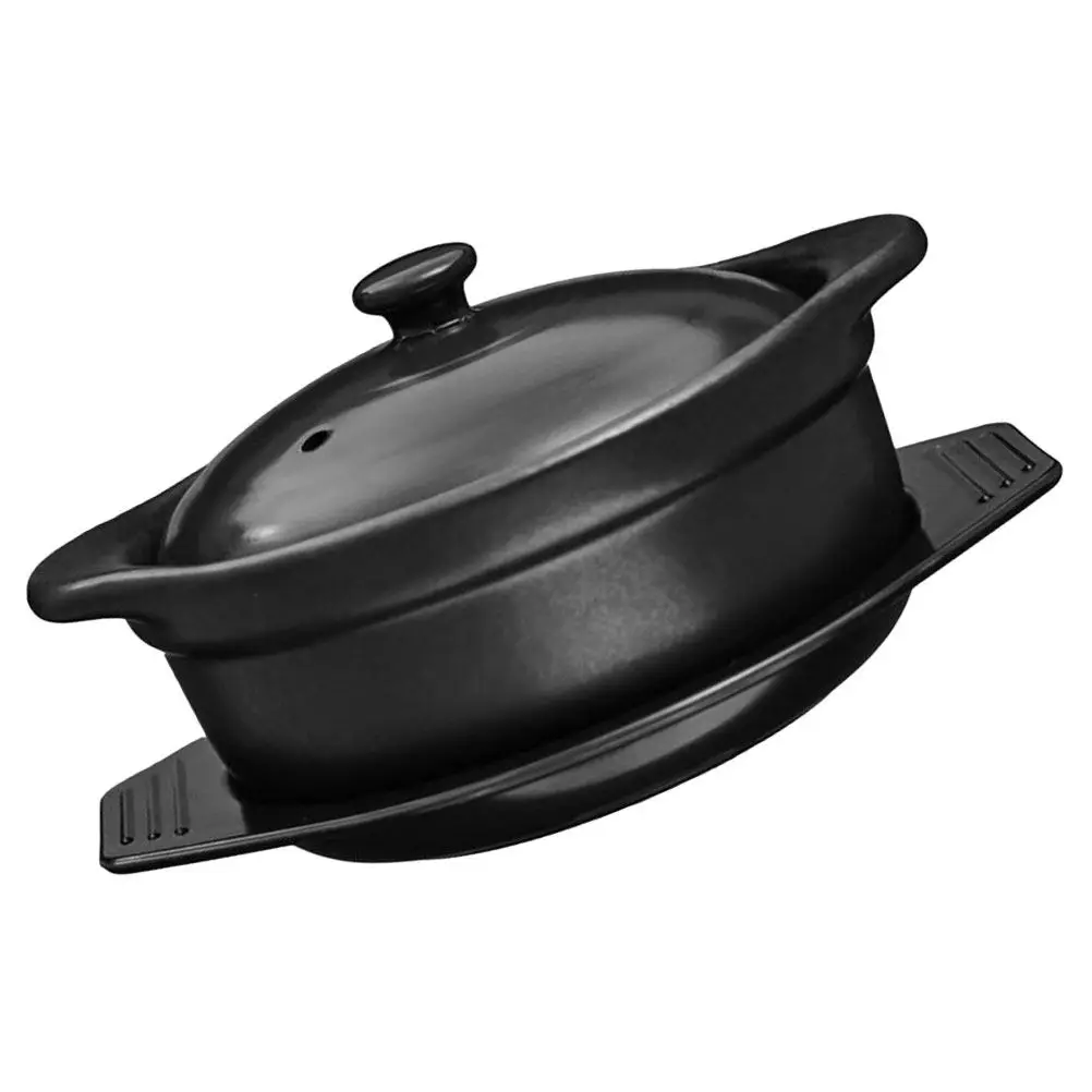 Ceramic Stew Pot Multi-Functional Kitchen Cooking Pot with Lid Flat Base for Soup Braised Chicken Rice Noodles Smooth Surface