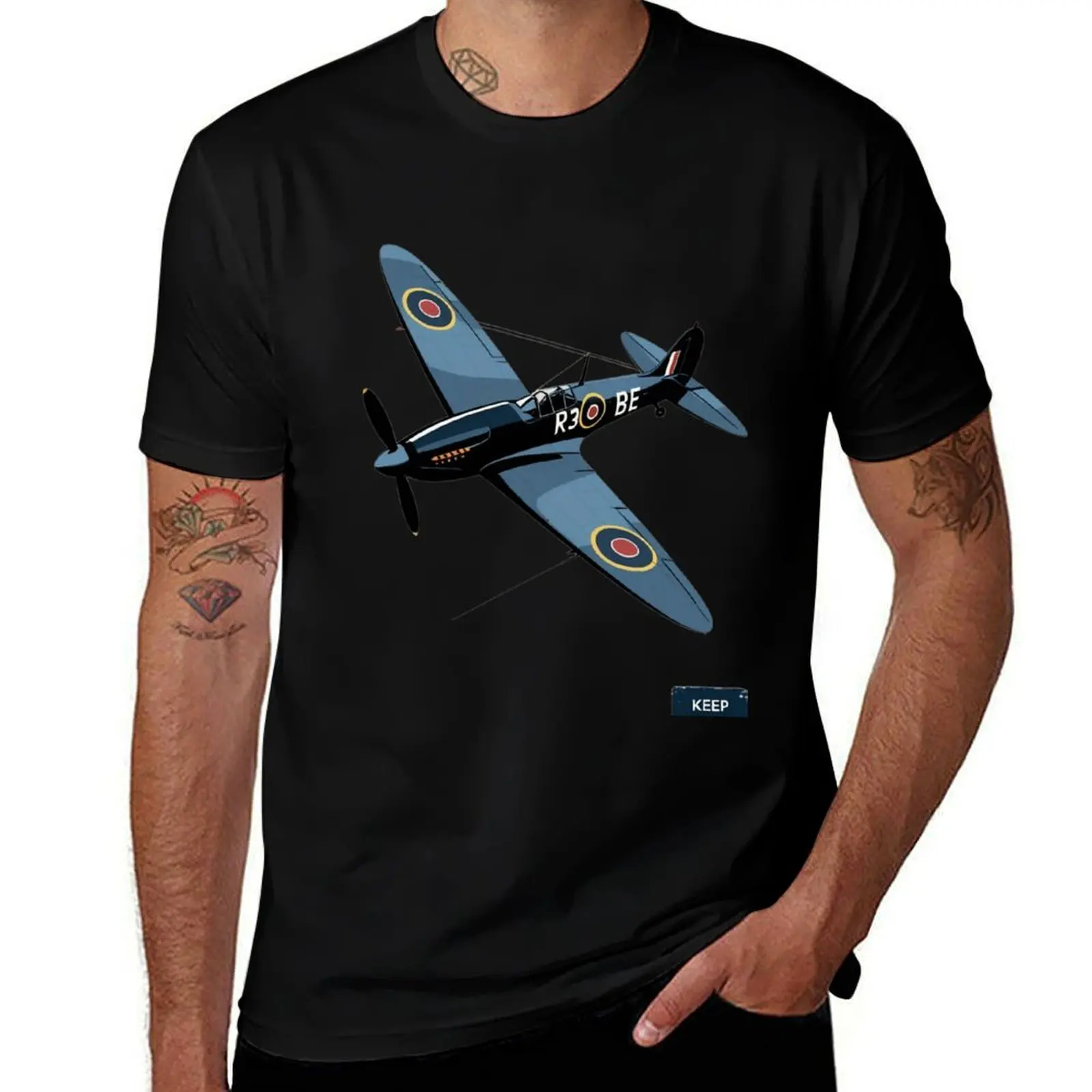 

Spitfire – Keep Calm and Fly On Plane Art T-Shirt anime clothes Funny t-shirts tee shirts for men