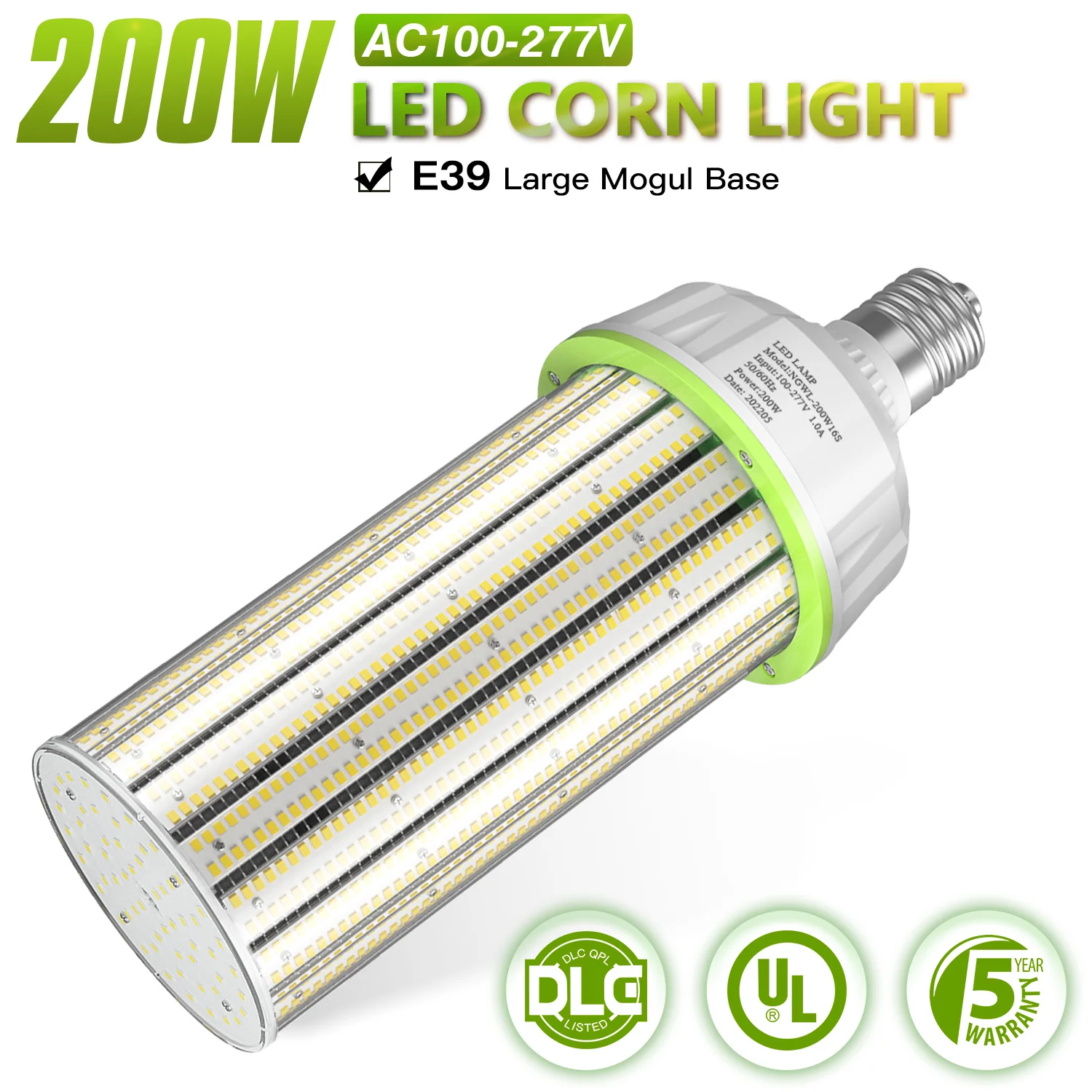 200W LED Corn Bulb Cob Light 100-277V E39 Led Lamp 27000LM 800W CFL HID HPS MH Equivalent,Warehouse Workshop Lighting