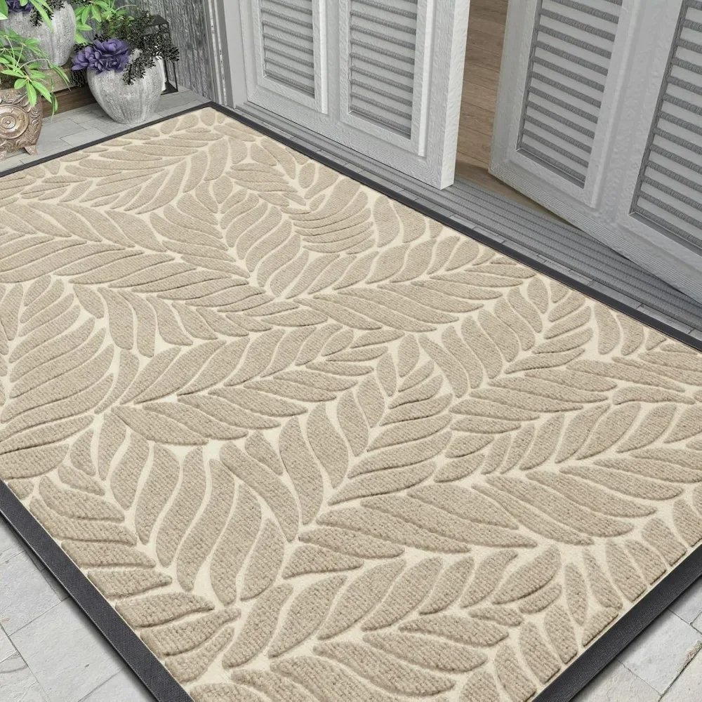 

Heavy duty anti slip welcome mat, easy to clean entrance door mat, terrace waterproof rubber door mat, 60 "x36", beige