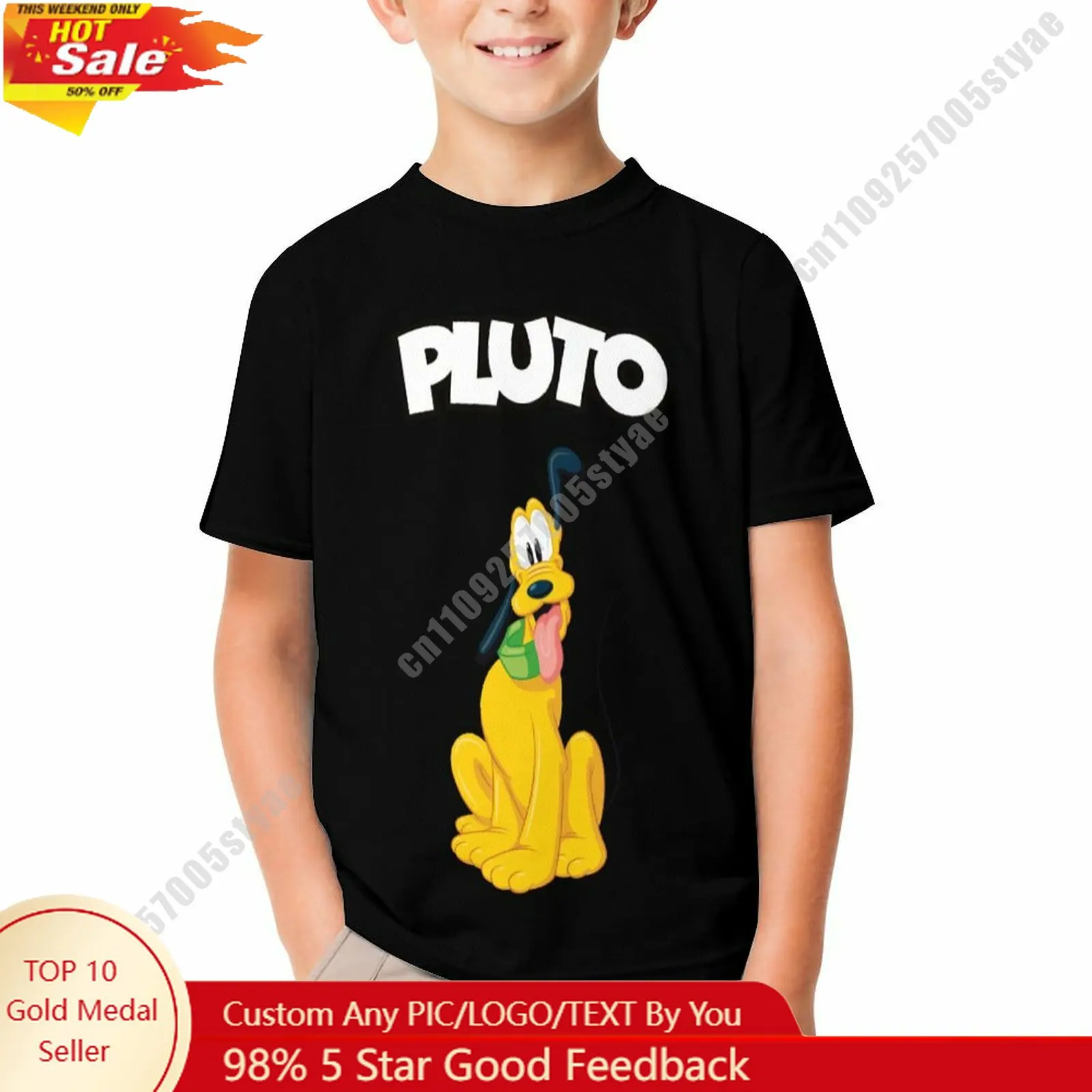 

Pluto T Shirt Disney Boy Girl Custom Short Sleeve Top Breathable Soft Casual Cotton Print Summer Crew Neck Children Tee